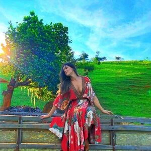 FARM Rio Red Floral Maxi Dress